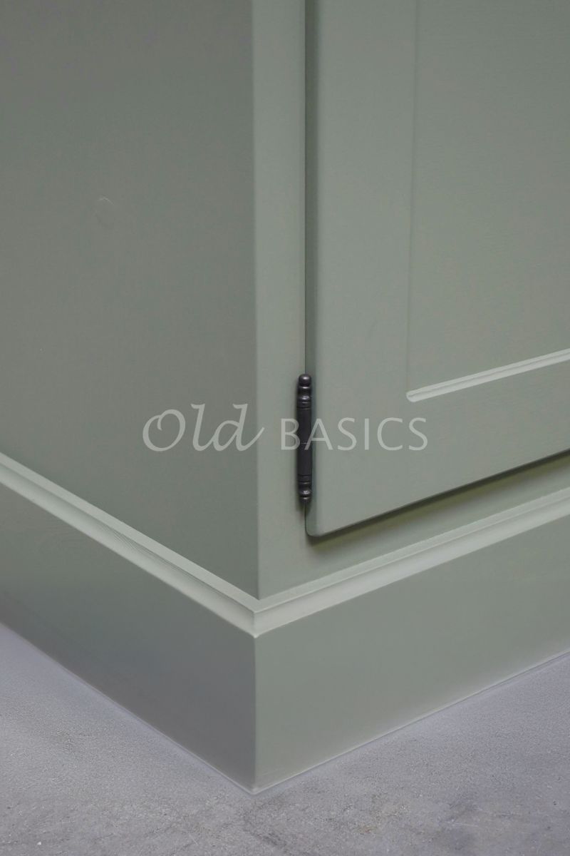 Detail van Boekenkast Monaco, RAL7033, groen, grijs, materiaal hout